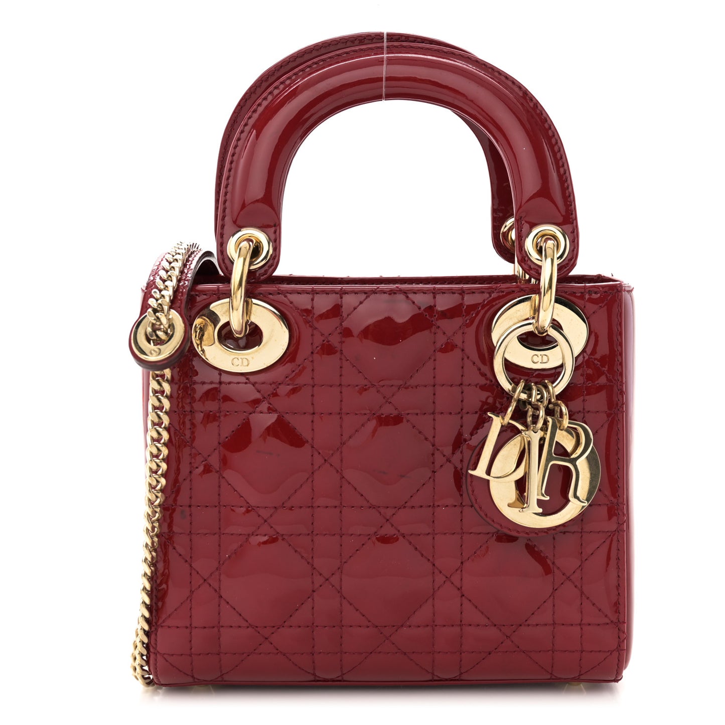 Patent Cannage Mini Lady Dior Red