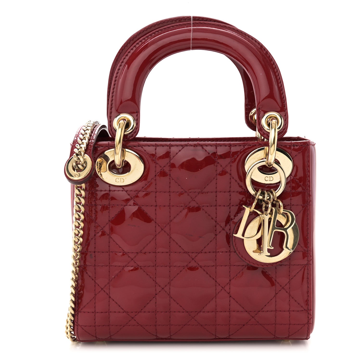 Christian Dior Patent Cannage Mini Lady Dior Red 1 of 11
