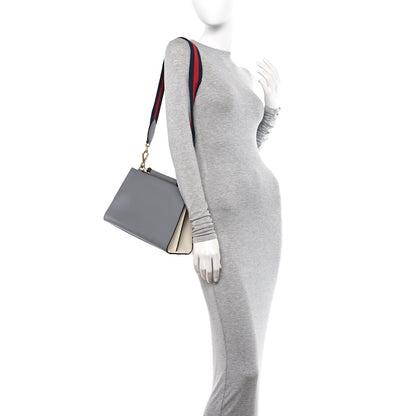Gucci Nappa Bamboo Web Small Nymphaea Top Handle Bag Deep Grey Mystic White 2 of 11