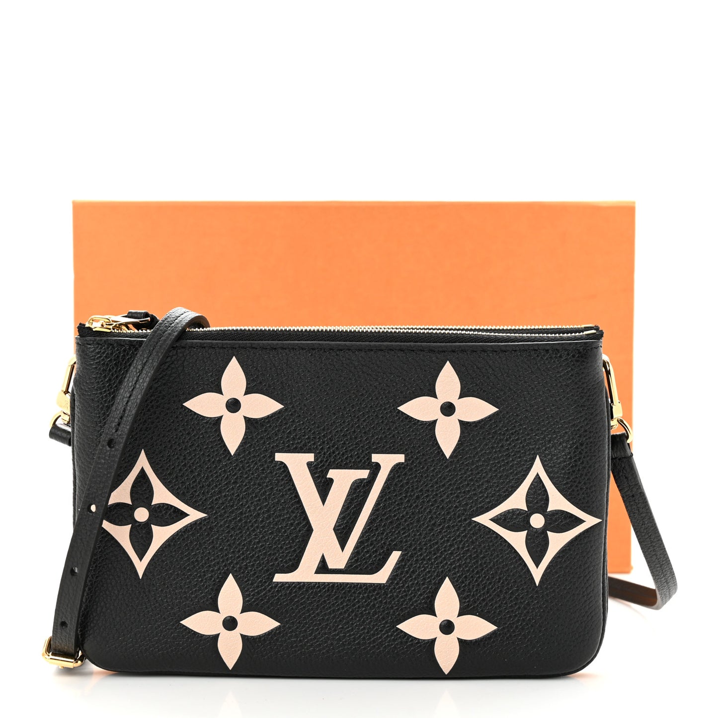 Empreinte Monogram Giant Double Zip Pochette Black Cream