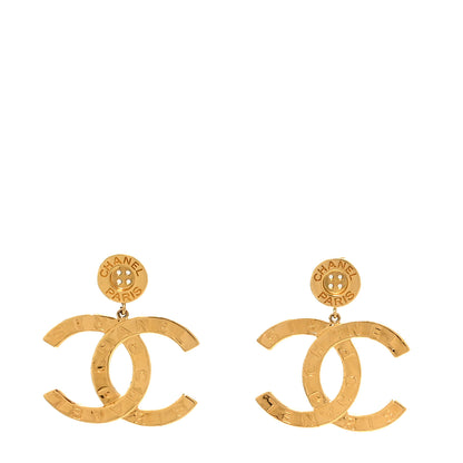 Chanel Metal Large Paris Button Earrings Gold 1 of 4
