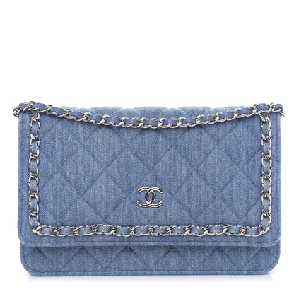 Chanel Denim Quilted Chain Around Wallet on Chain WOC Blue 1 of 10