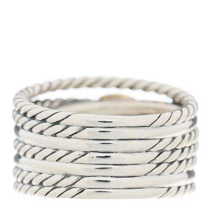 David Yurman Sterling Silver 18K Yellow Gold Double X Crossover Ring 54 7 3 of 4