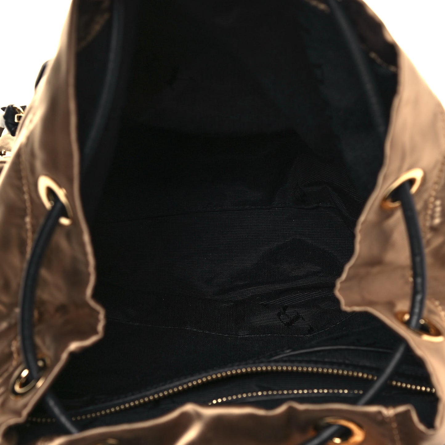 Metallic Satin Nylon Medium Rucksack Backpack Gold