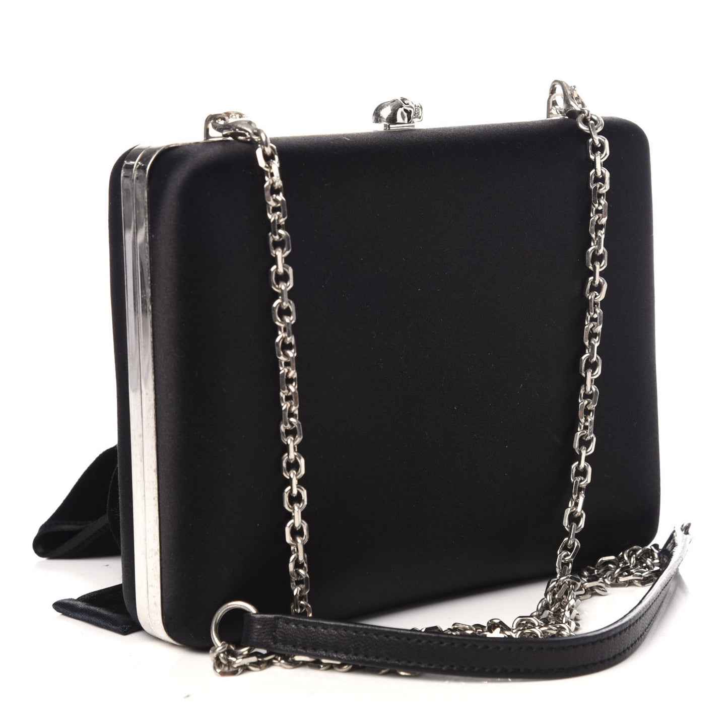 Satin Embellished Box Clutch Black