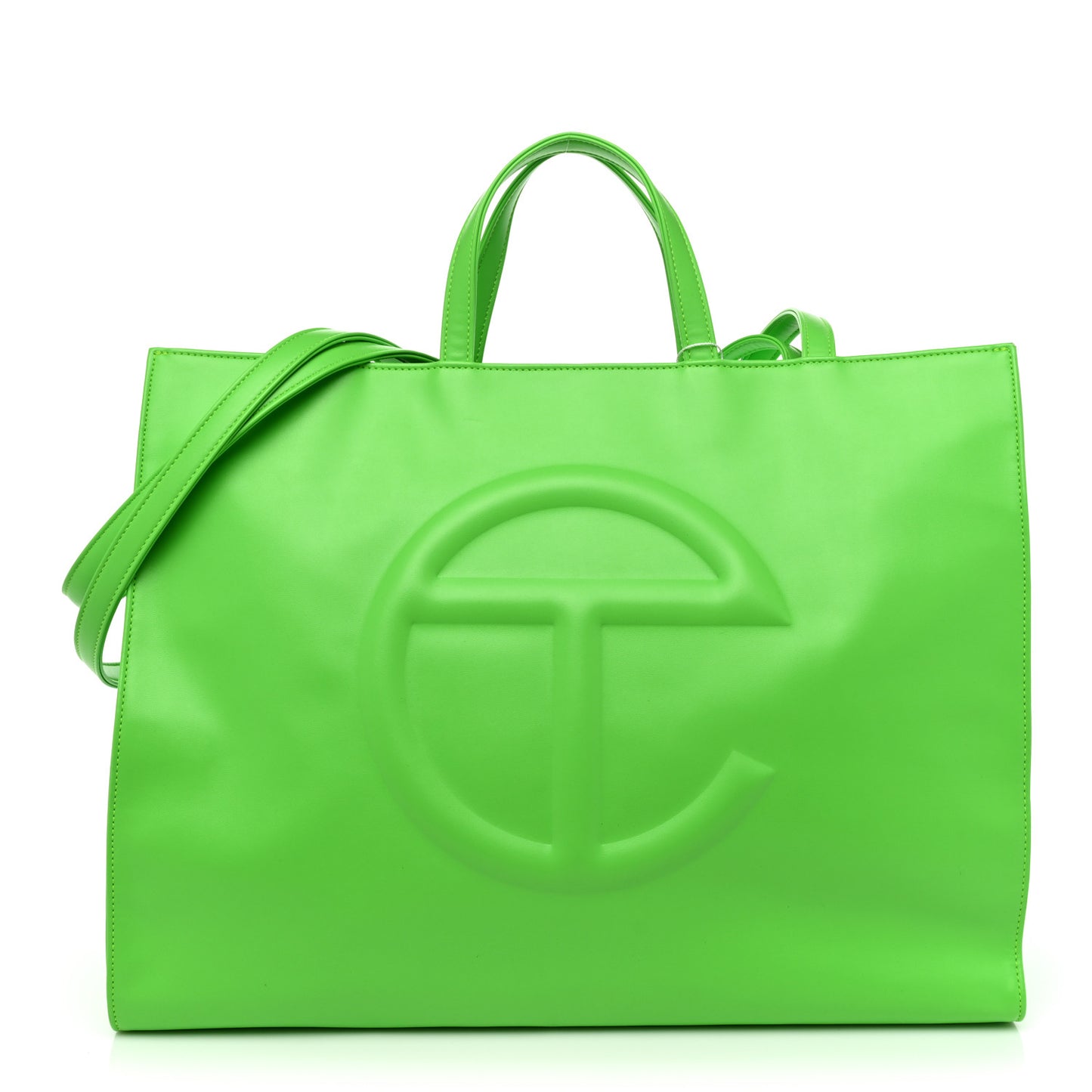 Vegan Leather Large Shopping Bag Highlighter Green
