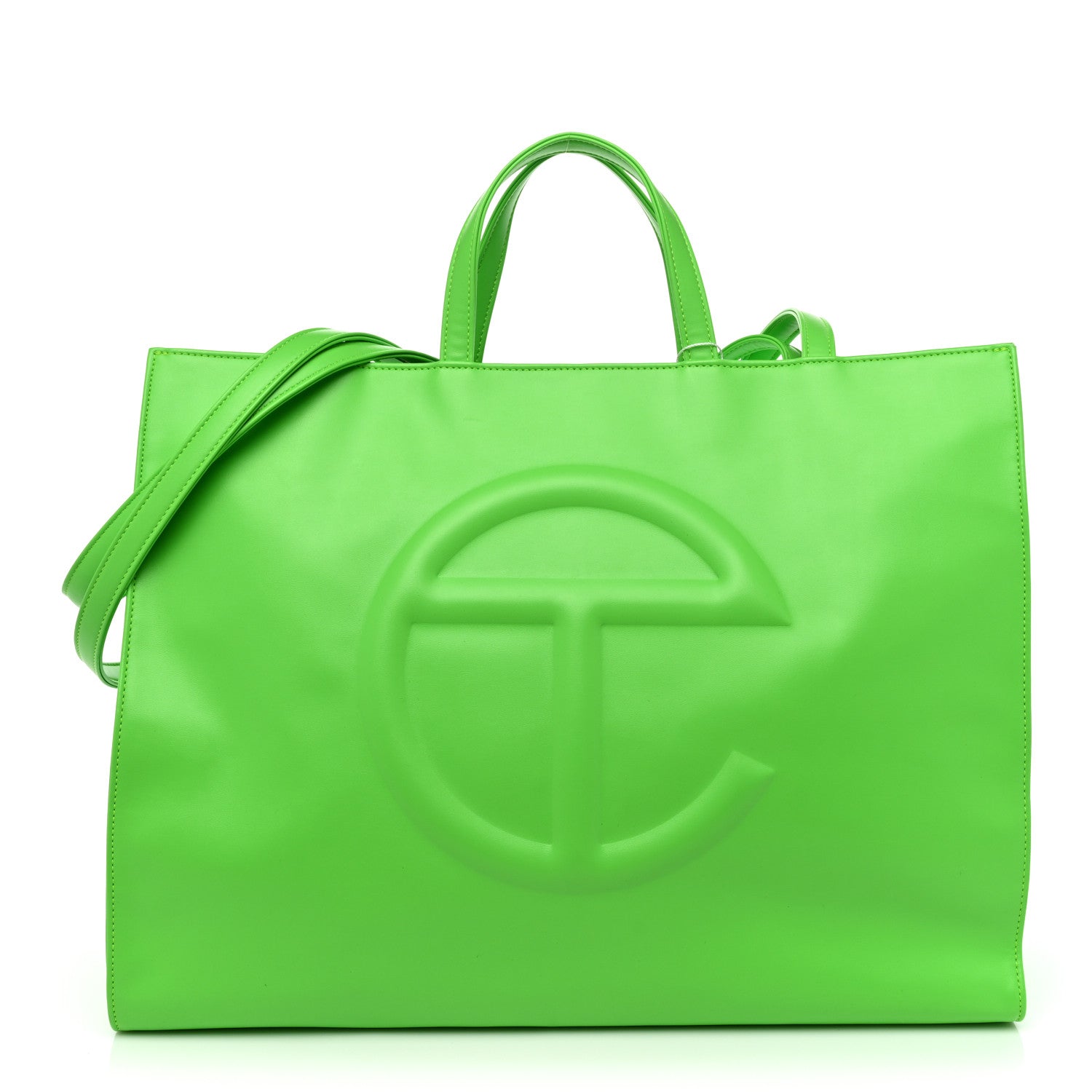 Telfar Vegan Leather Large Shopping Bag Highlighter Green 1 of 9