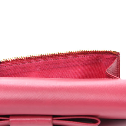 Prada Saffiano Bow Continental Wallet Peonia 13 of 13