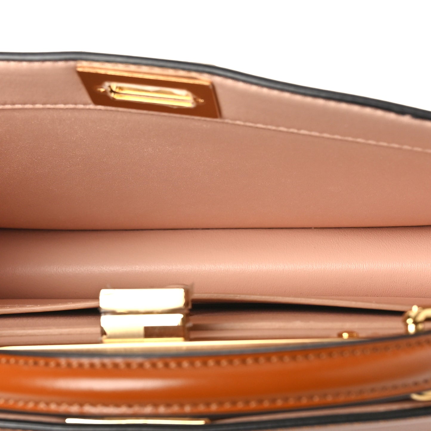 Vitello King Luxor Shiny Nappa Medium Peekaboo I SEE U East West Satchel Brandy Light Rose