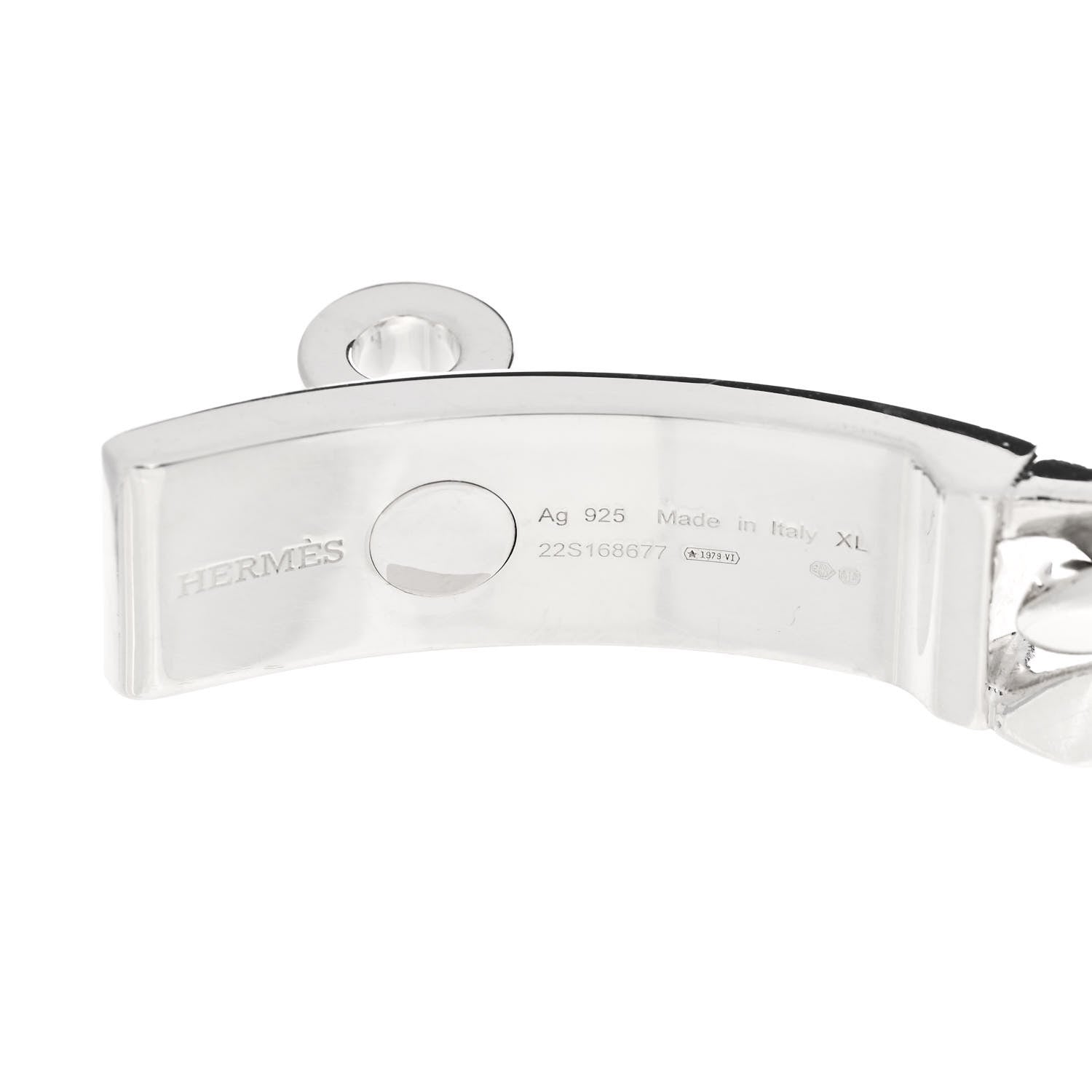 Hermes Sterling Silver GM Kelly Gourmette Bracelet XL 3 of 4