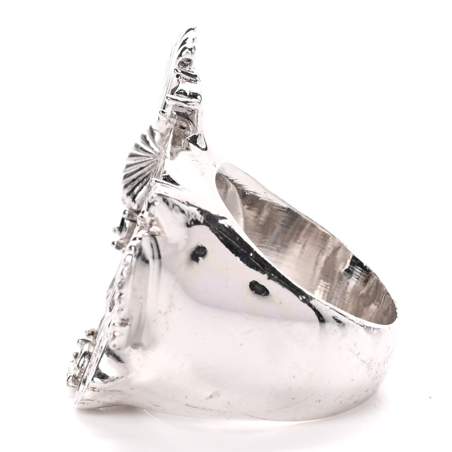 Enamel Crystal Ring 7 Silver Black