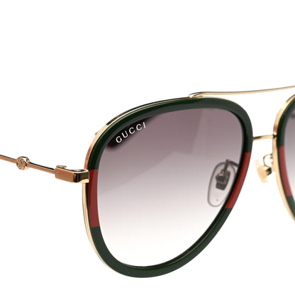 Gucci Metal Web Aviator Sunglasses GG0062S Green Red 7 of 7