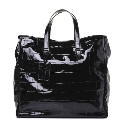 Saint Laurent Crocodile Embossed Patent Raspail Tote Black 1 of 17