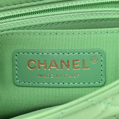 Chanel Lambskin Resin Quilted Mini Pearl Samba Square Flap Green 6 of 9