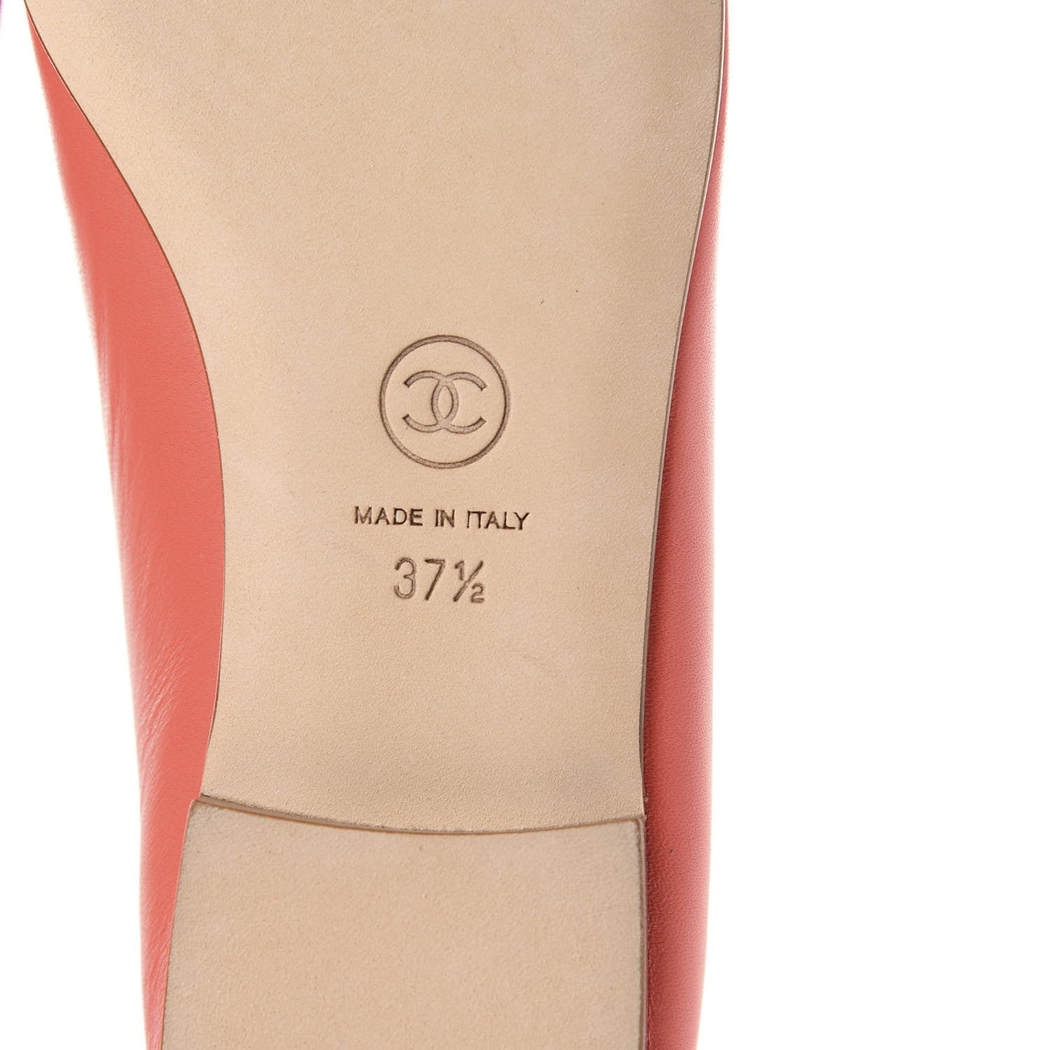 Chanel Lambskin Cap Toe CC Ballerina Flats 37.5 Coral 7 of 10