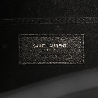 Saint Laurent Calfskin Crocodile Embossed Large Emmanuelle Bucket Bag Black 6 of 12