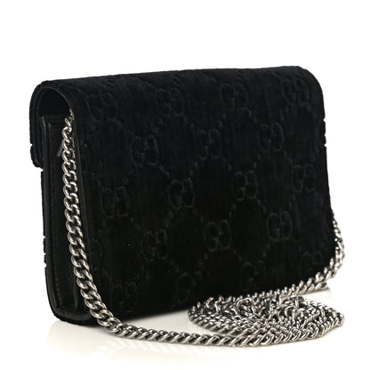 Gucci Velvet GG Monogram Mini Dionysus Chain Wallet Black 3 of 11