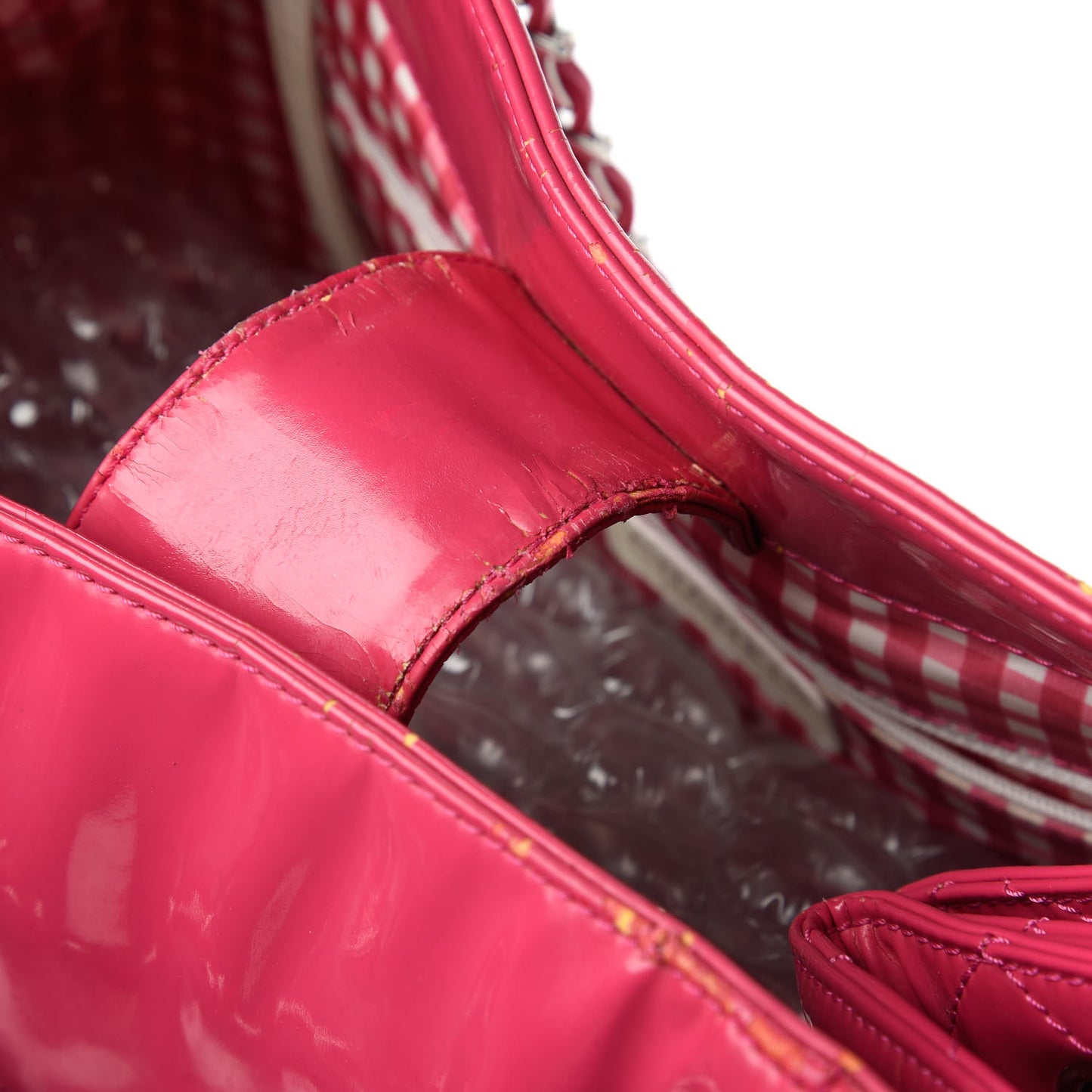 Vinyl Lipstick Ligne Accordion Tote Pink