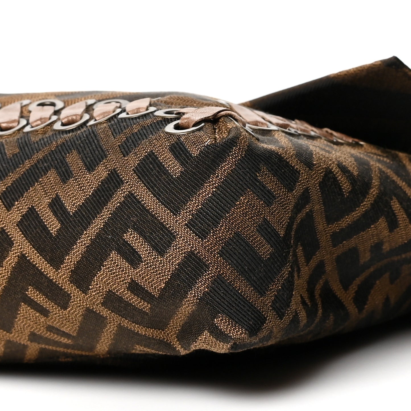 Fabric FF Diagonal Whipstich Large Convertible Baguette Tobacco