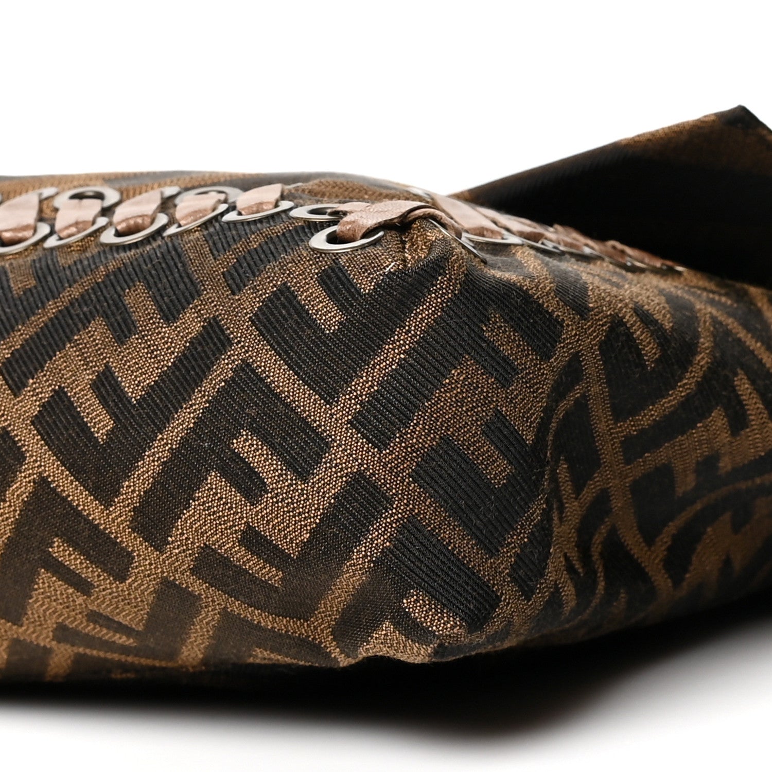 Fendi Fabric FF Diagonal Whipstich Large Convertible Baguette Tobacco 9 of 10