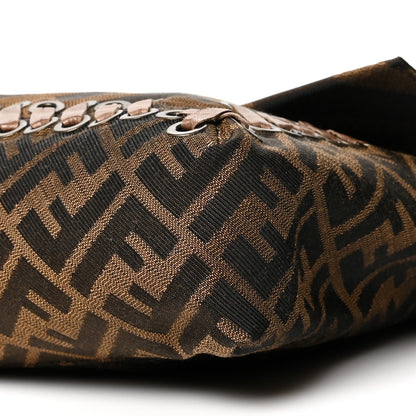 Fendi Fabric FF Diagonal Whipstich Large Convertible Baguette Tobacco 9 of 10
