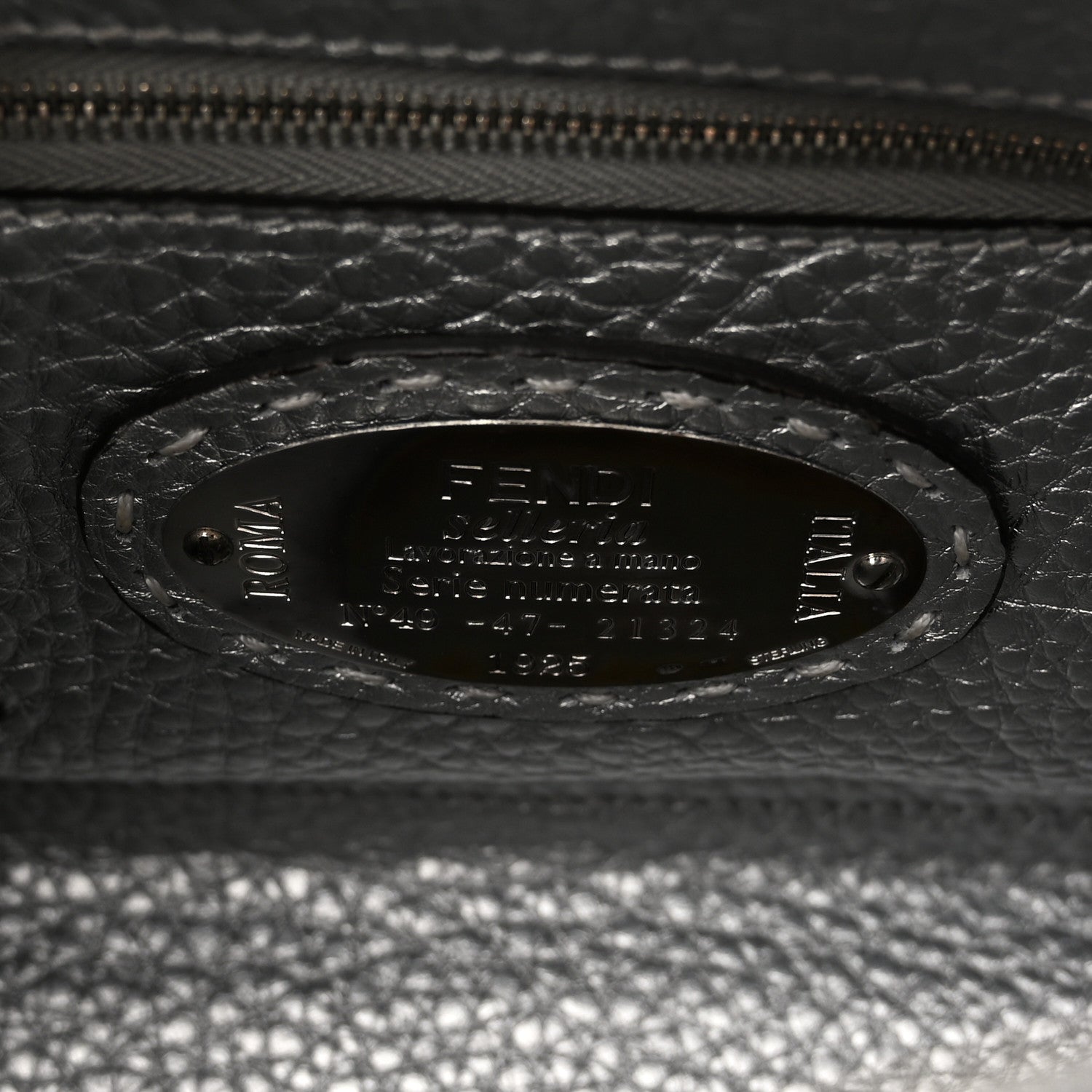 Fendi Cuoio Romano Lux Selleria Mini Peekaboo Iconic Satchel Argento 6 of 9