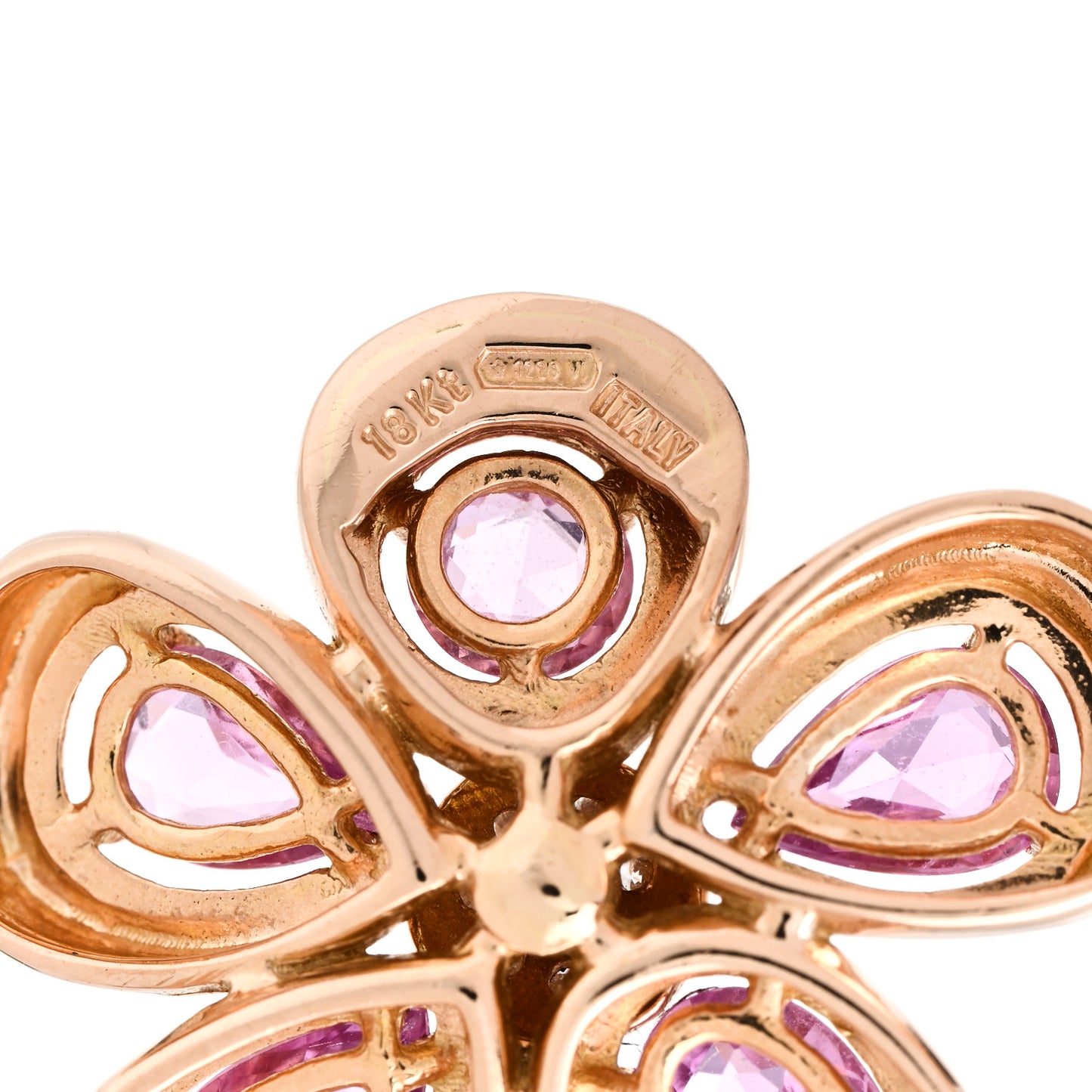 18K Rose Gold Diamond Pink Sapphire Flower Station Bracelet