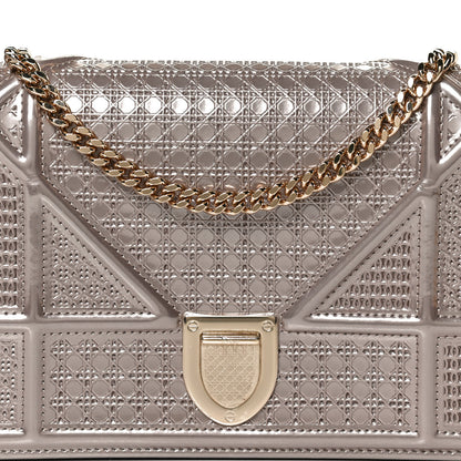 Christian Dior Metallic Patent Micro-Cannage Diorama Wallet on Chain Pouch Hyper Pink 8 of 13