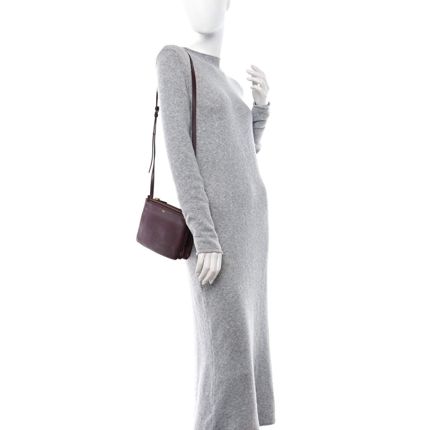Lambskin Large Trio Crossbody Bag Burgundy