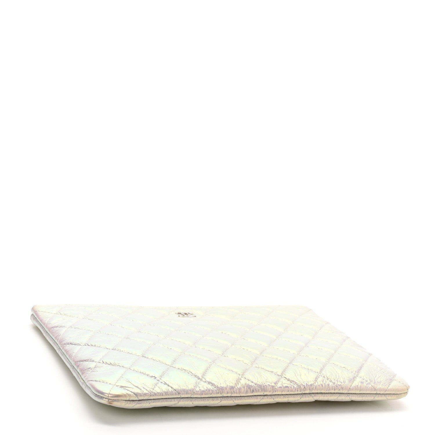 Chanel Iridescent Crumpled Calfskin CC Ripples Medium Cosmetic Case White 3 of 9