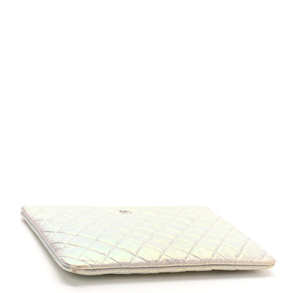 Chanel Iridescent Crumpled Calfskin CC Ripples Medium Cosmetic Case White 3 of 9