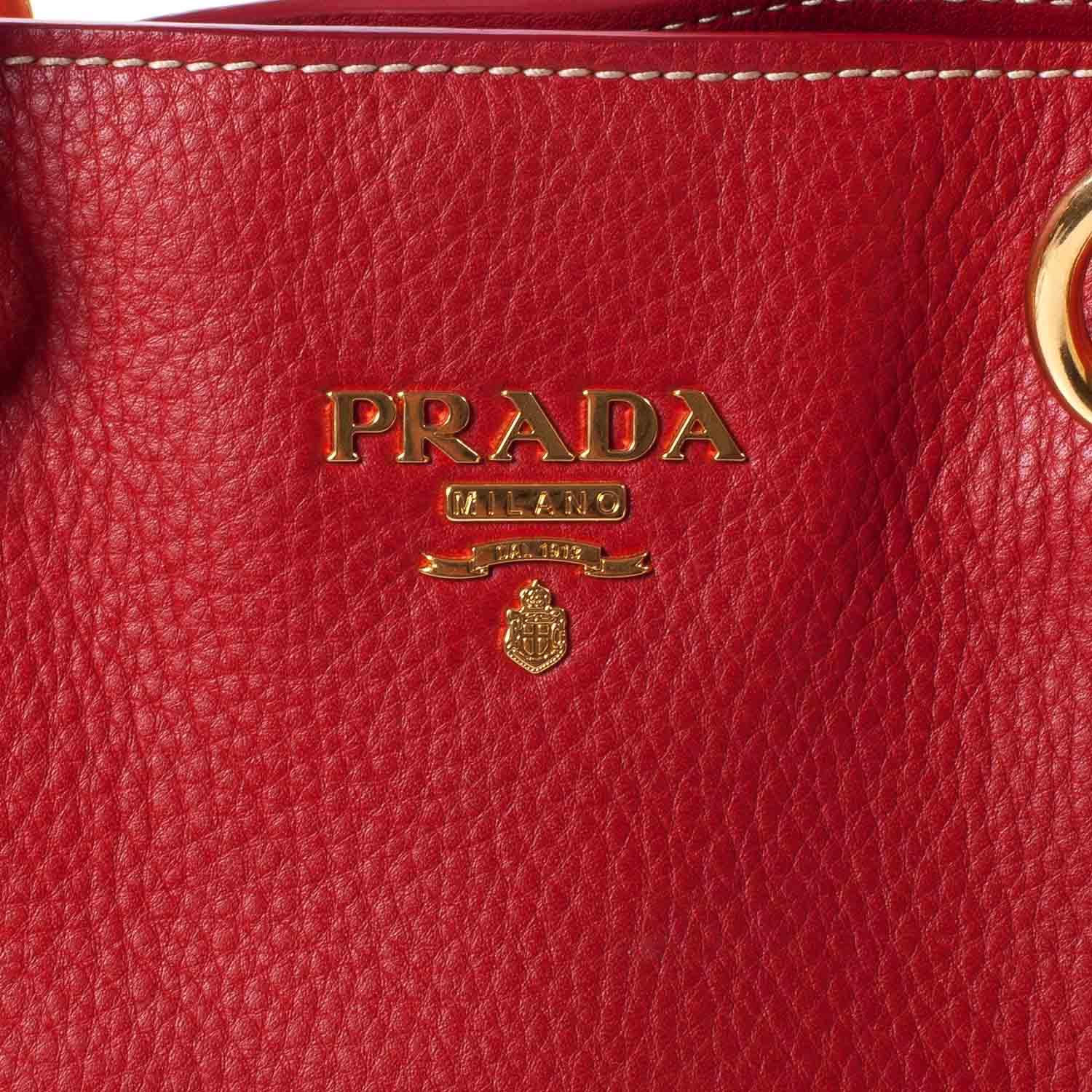 Prada Vitello Daino Tote Fuoco 6 of 12