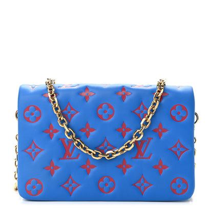 Louis Vuitton Lambskin Embossed Monogram Vuittamins Pochette Coussin Blue Red 1 of 10