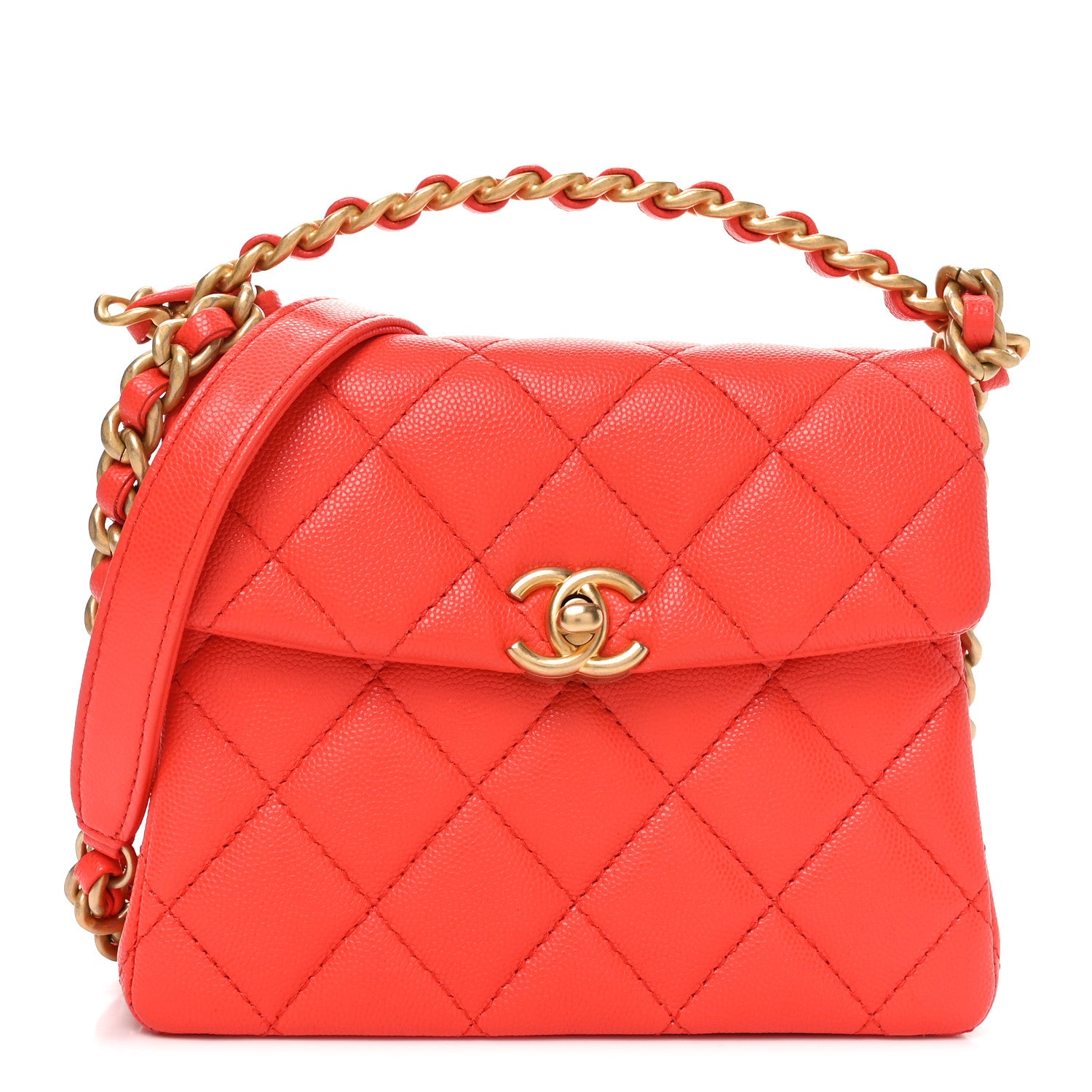 Chanel Caviar Quilted 31 Rue Cambon Mini Top Handle Flap Orange 1 of 11