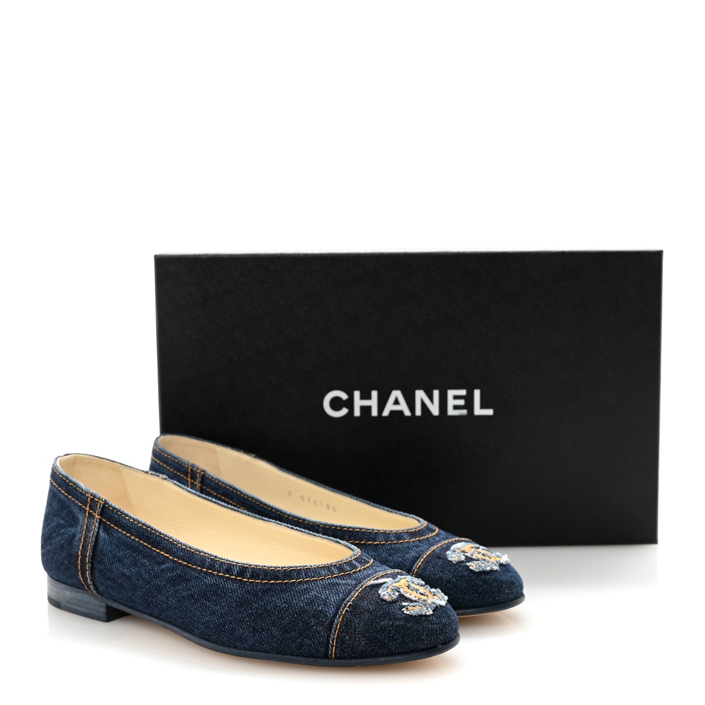Denim CC Cap Toe Ballerina Flats 35.5 Blue