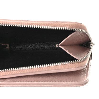 Saint Laurent Grain De Poudre Matelasse Chevron Monogram Compact Zip Around Wallet Pink 7 of 10