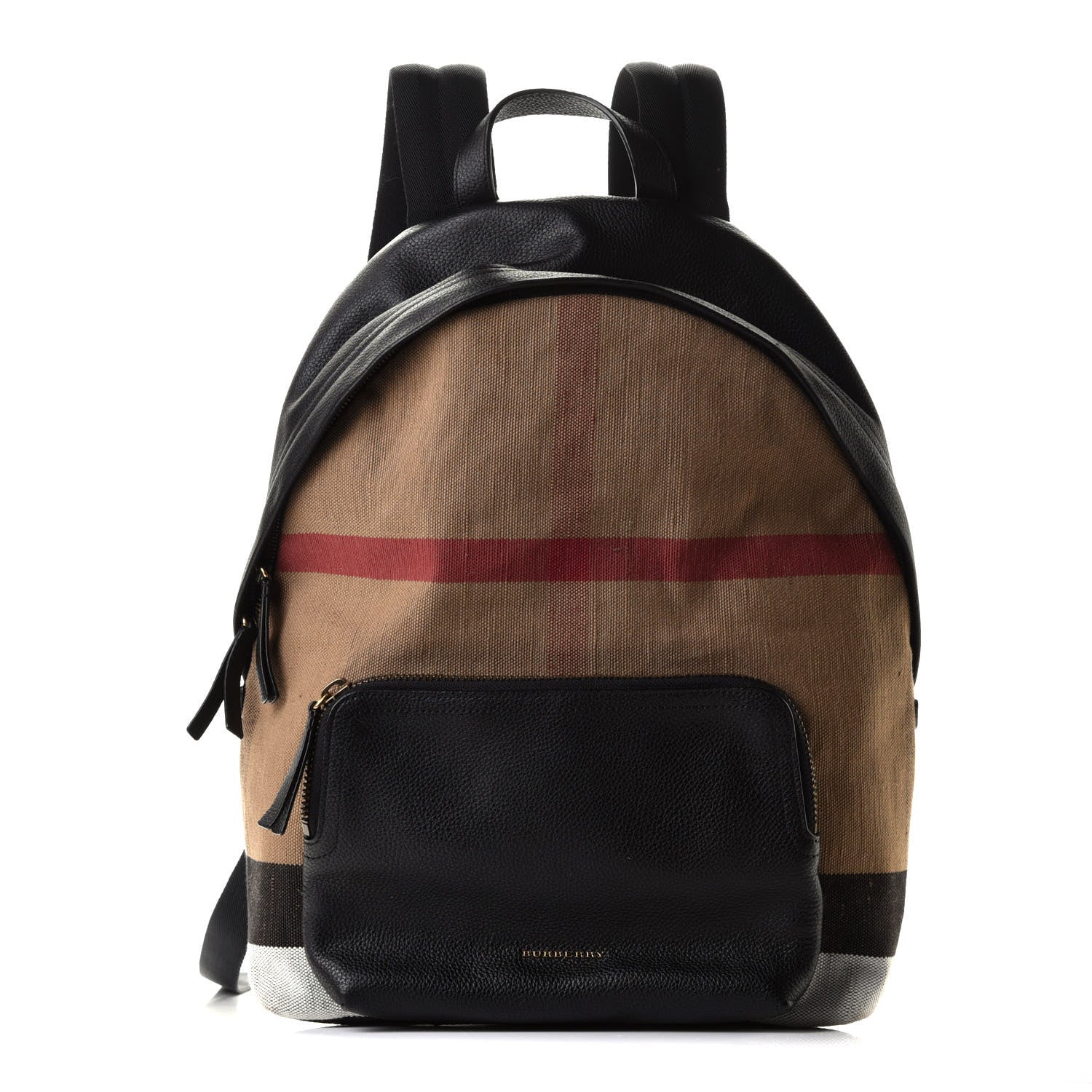 Burberry Mega Check Calfskin Abbeydale Simple Backpack Black Camel 1 of 10
