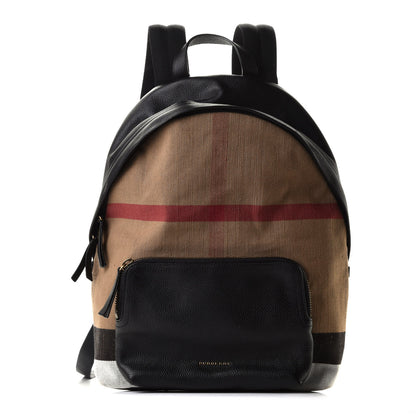 Burberry Mega Check Calfskin Abbeydale Simple Backpack Black Camel 1 of 10