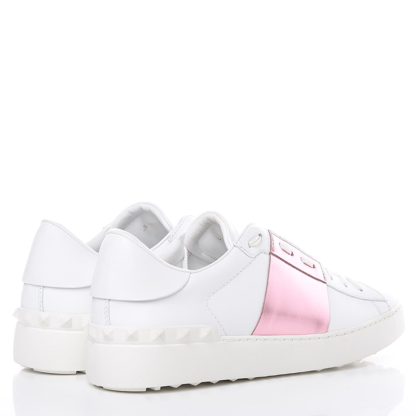 Calfskin Womens Rockstud Open Sneakers 41 White Giacinto