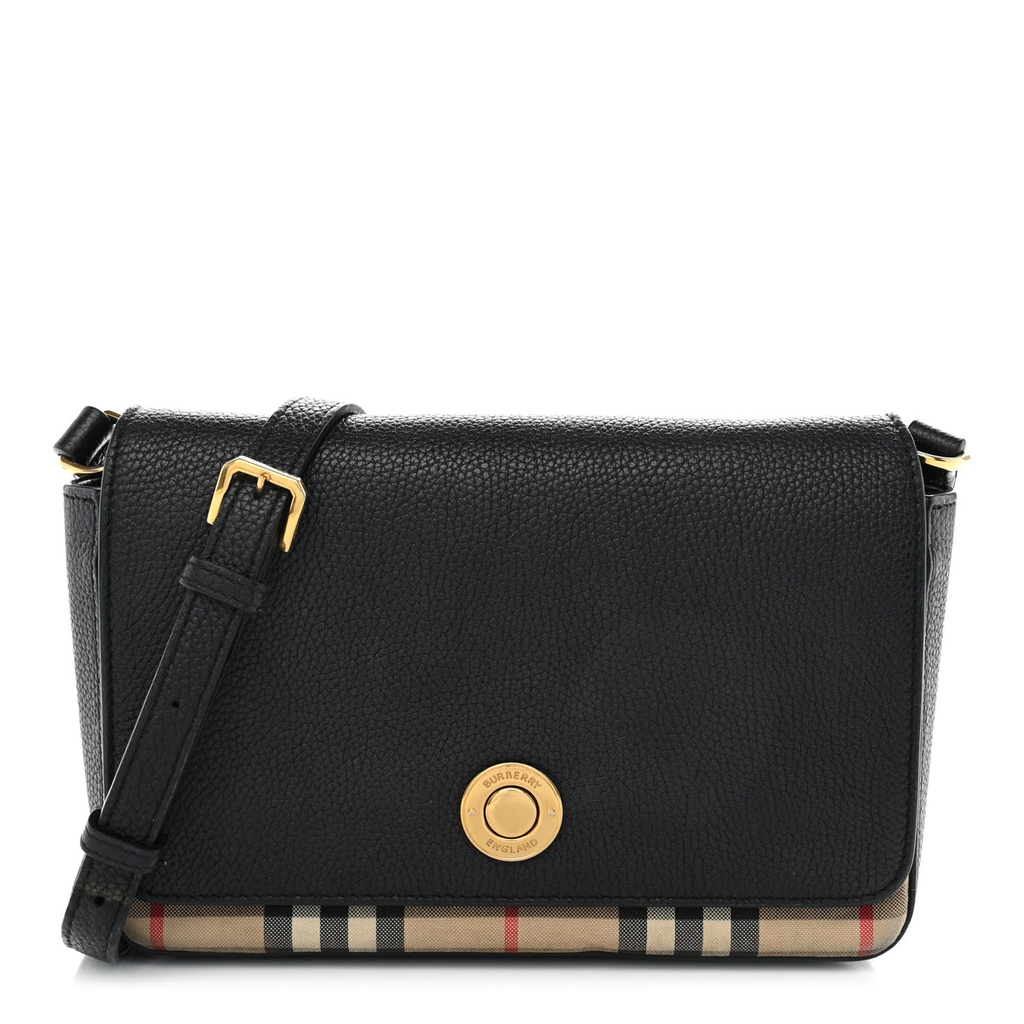 Grainy Calfskin Vintage Check Hampshire Crossbody Black