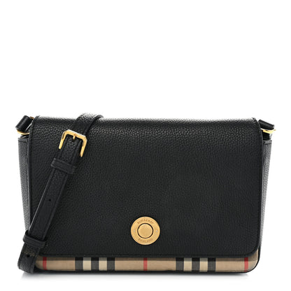 Burberry Grainy Calfskin Vintage Check Hampshire Crossbody Black 1 of 14