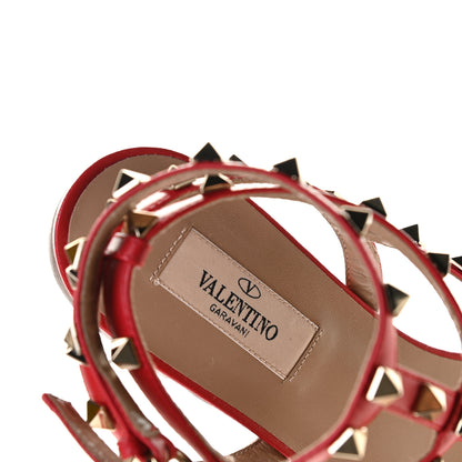 Valentino Garavani Calfskin Nappa Rockstud Ankle Wrap Flat Thong Sandals 38.5 Rouge Pur 11 of 12