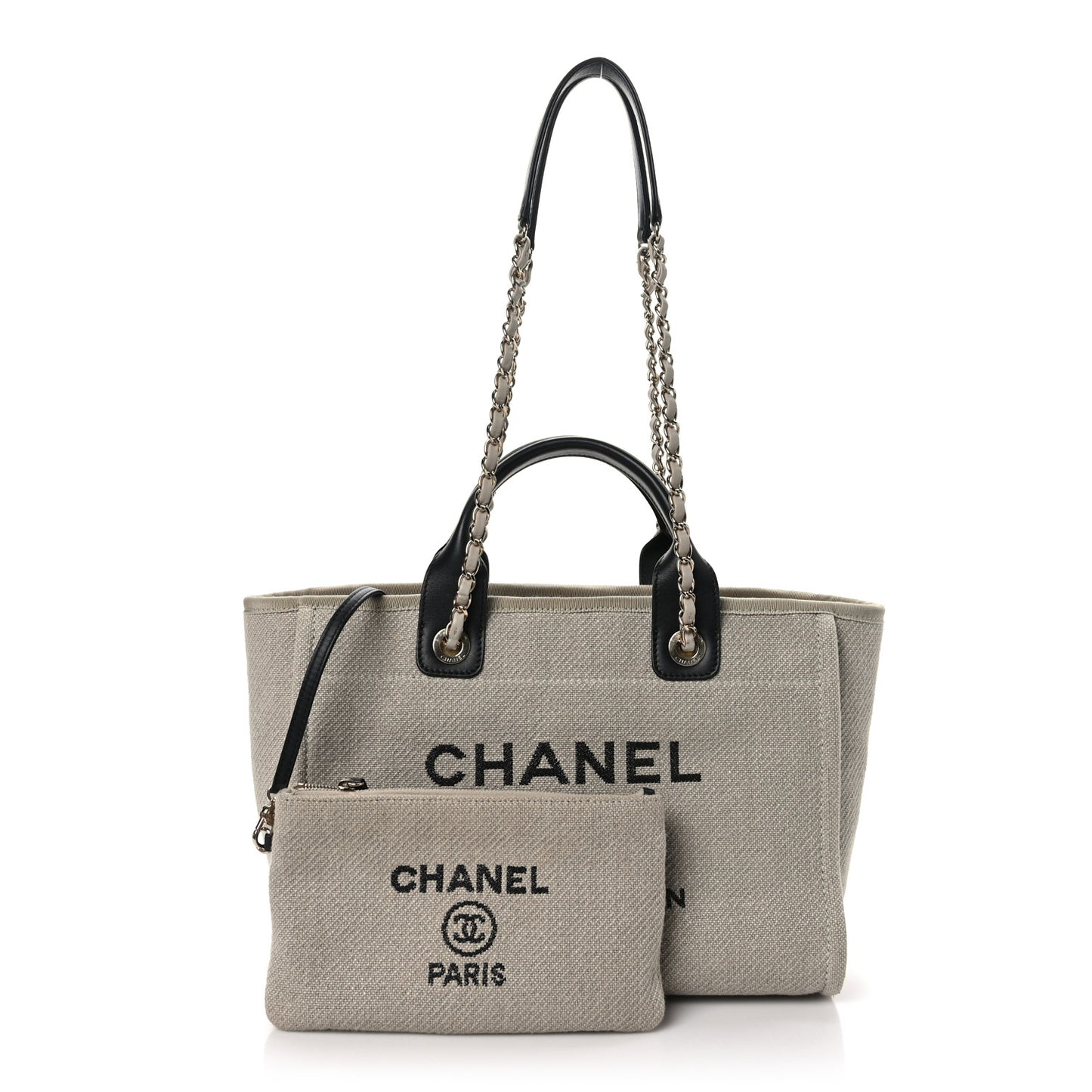 Mixed Fibers Medium Deauville Tote Beige Black