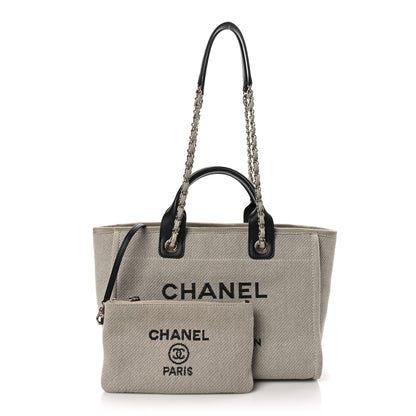 Chanel Mixed Fibers Medium Deauville Tote Beige Black 3 of 10