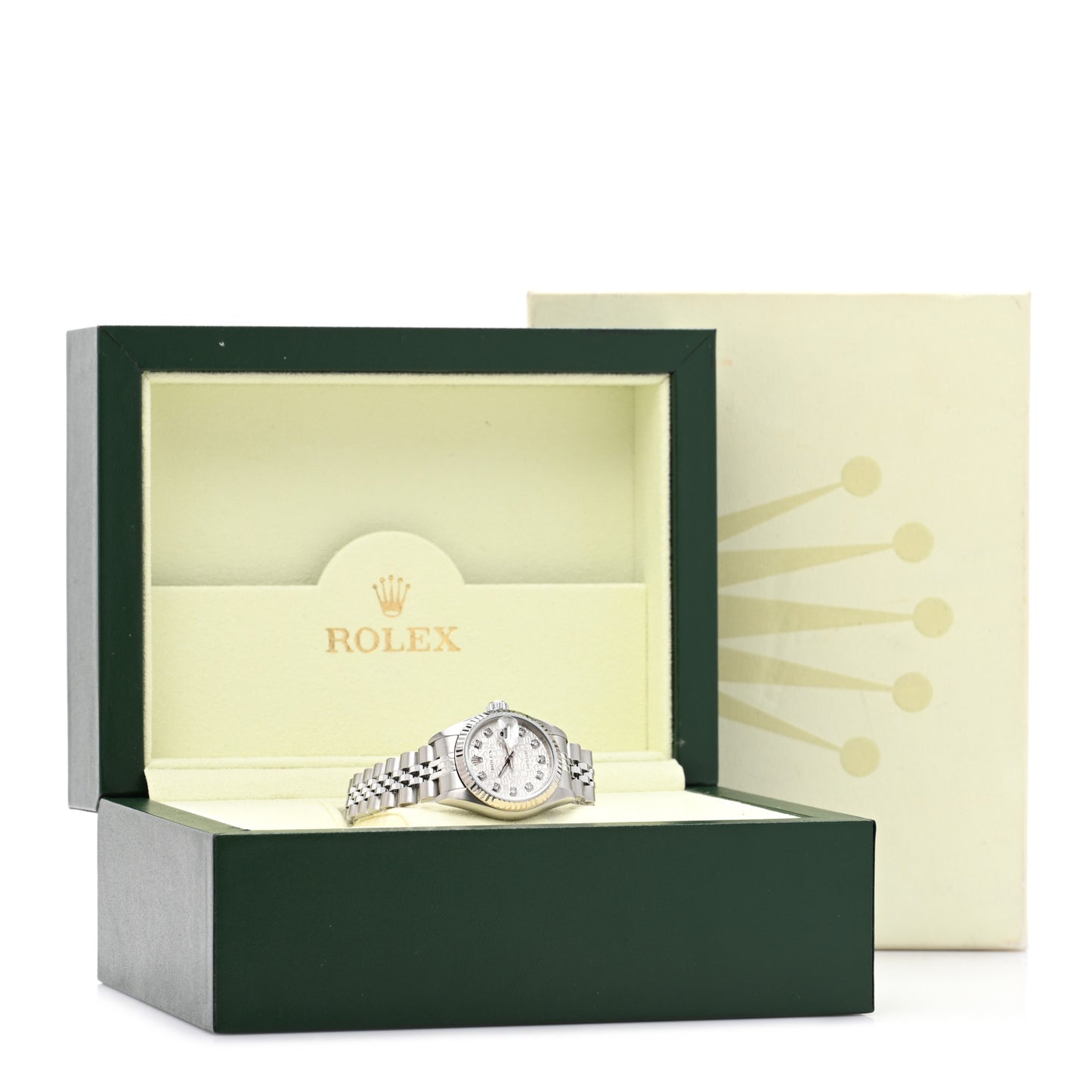 Stainless Steel 18K White Gold Diamond 26mm Oyster Perpetual Datejust Watch Silver Jubilee 79174
