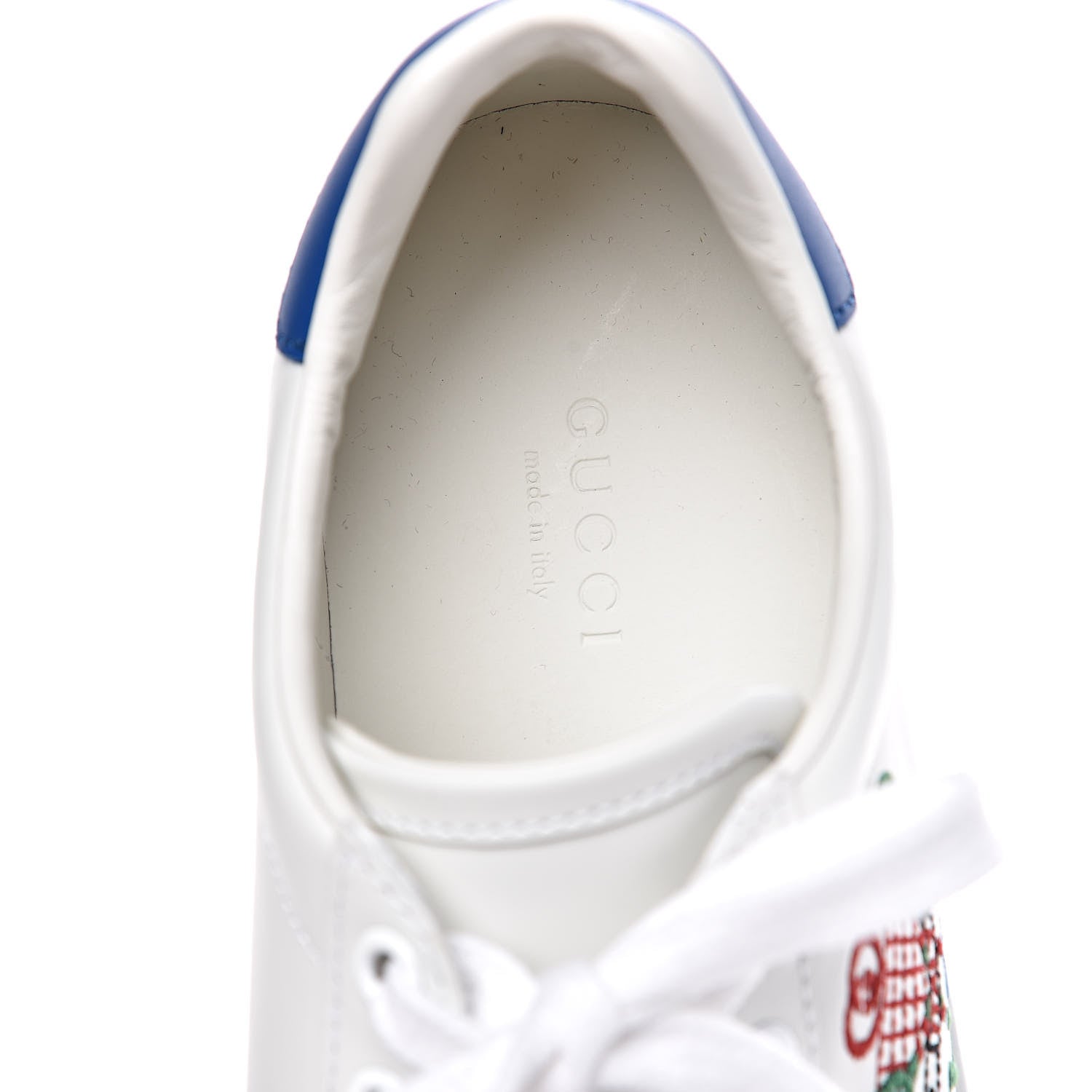Gucci Calfskin Miro Soft Tennis Embroidered Womens Ace Sneakers 36 White Rio Blue 7 of 11