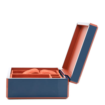 Hermes Lacquered Wood Facettes Watch Box Bleu Biarritz 6 of 8