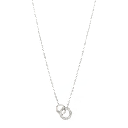 Cartier 18K White Gold Diamond Interlocking LOVE Paved Necklace 1 of 9