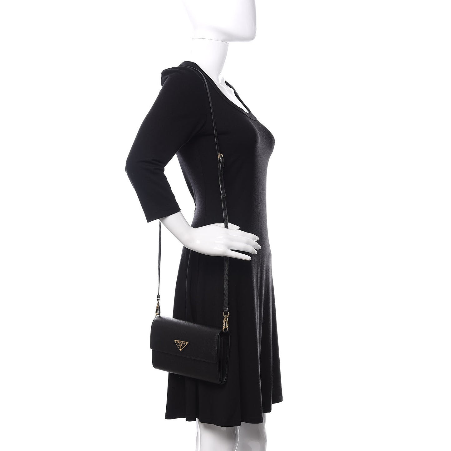 Saffiano Wallet With Shoulder Strap Black