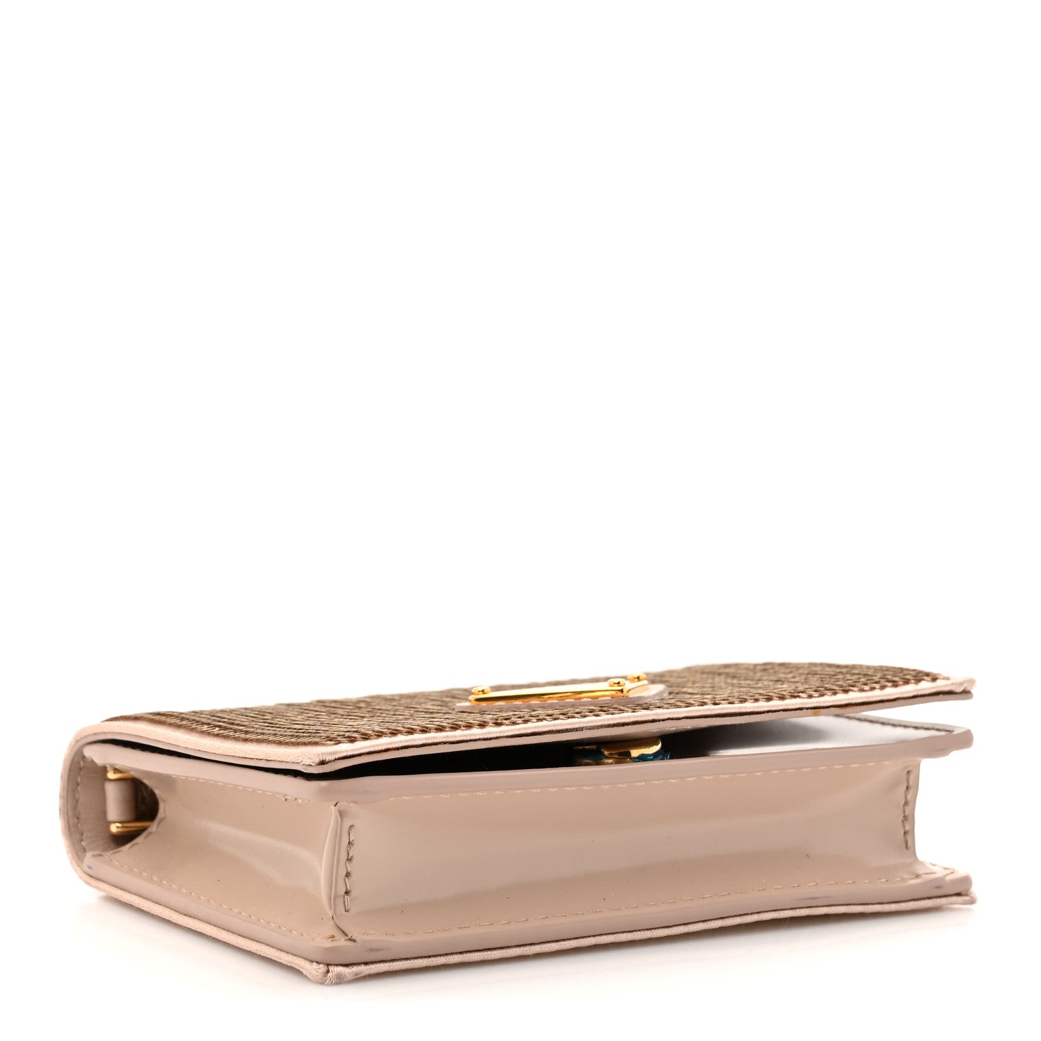 Prada Paillettes Sequin Metal Triangle Logo Card Holder With Strap Cammeo 4 of 11